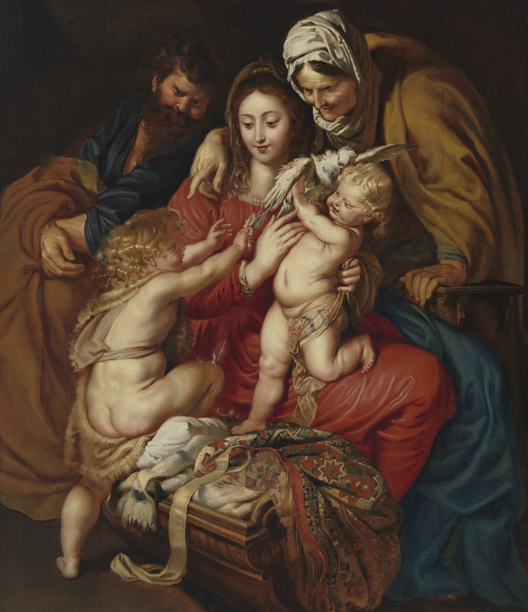 Die Heilige Familie mit St. Elisabeth, St. Johannes und einer Taube von Peter Paul Rubens
