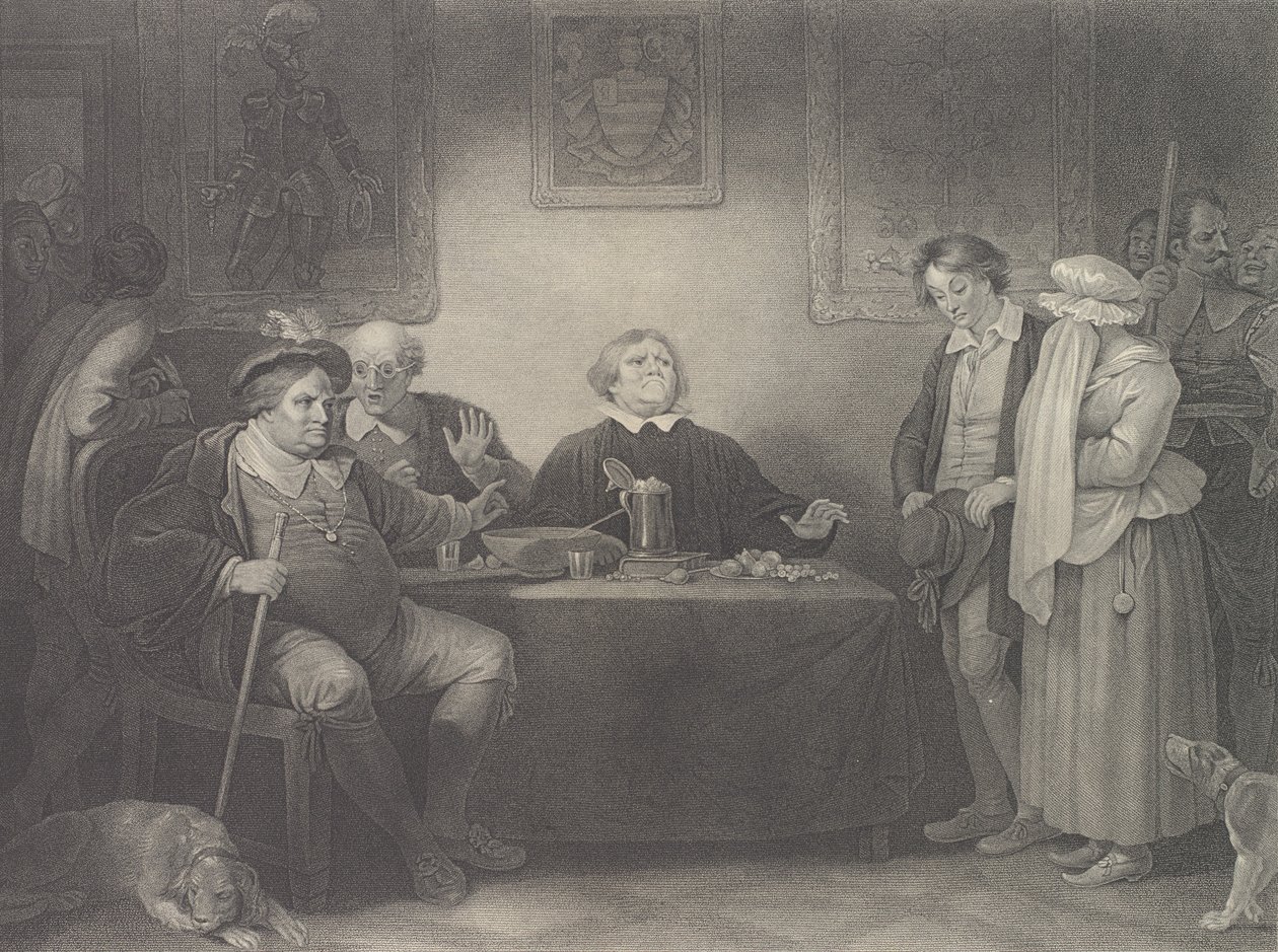 Die sieben Lebensalter, fünftes Alter: Der Richter Shakespeare, Wie du willst..., erstmals veröffentlicht 1801, neu aufgelegt 1852 von Peter Simon