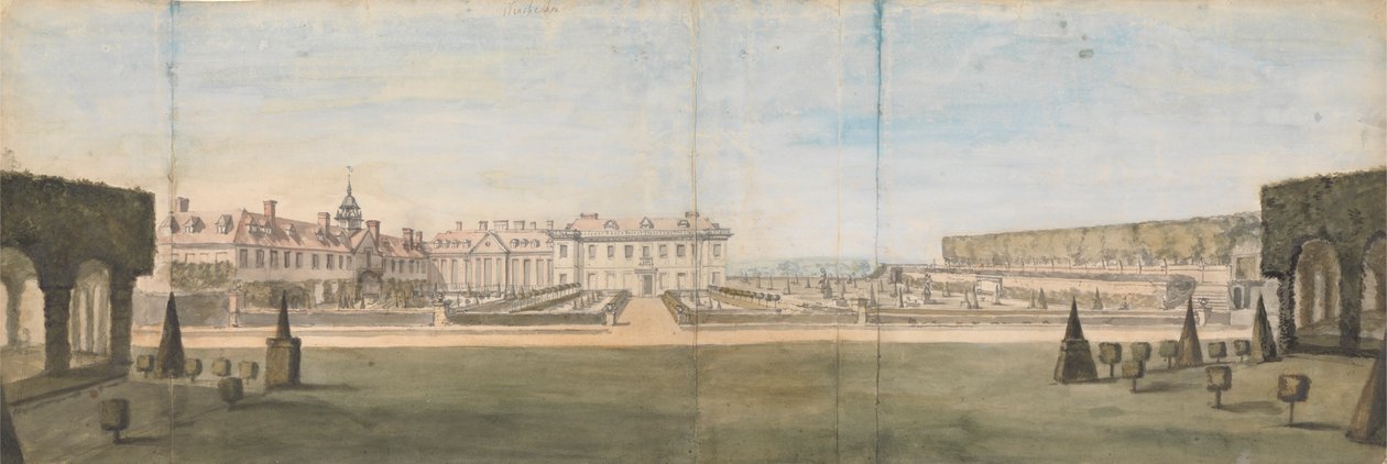 Ansicht des Gartens und Hauses in Upper Winchendon, Buckinghamshire von Peter Tillemans