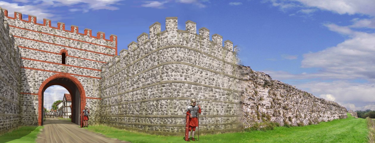 Südtor der römischen Stadtmauern von Silchester von Peter Urmston