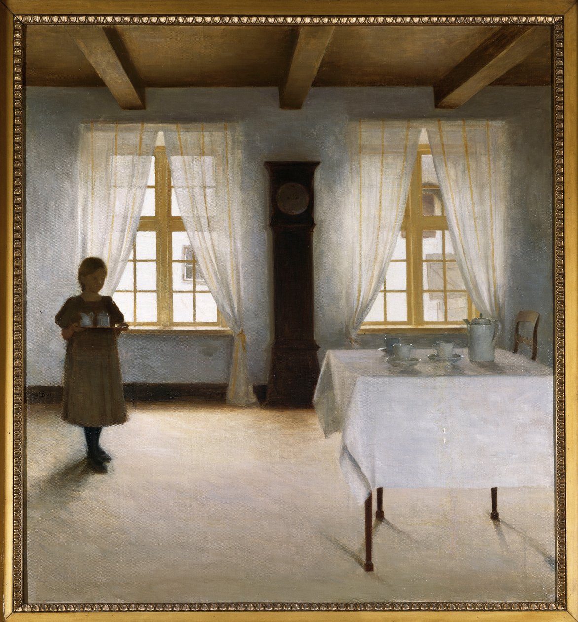 Ein Interieur mit einem jungen Mädchen, das Tee serviert von Peter Vilhelm Ilsted