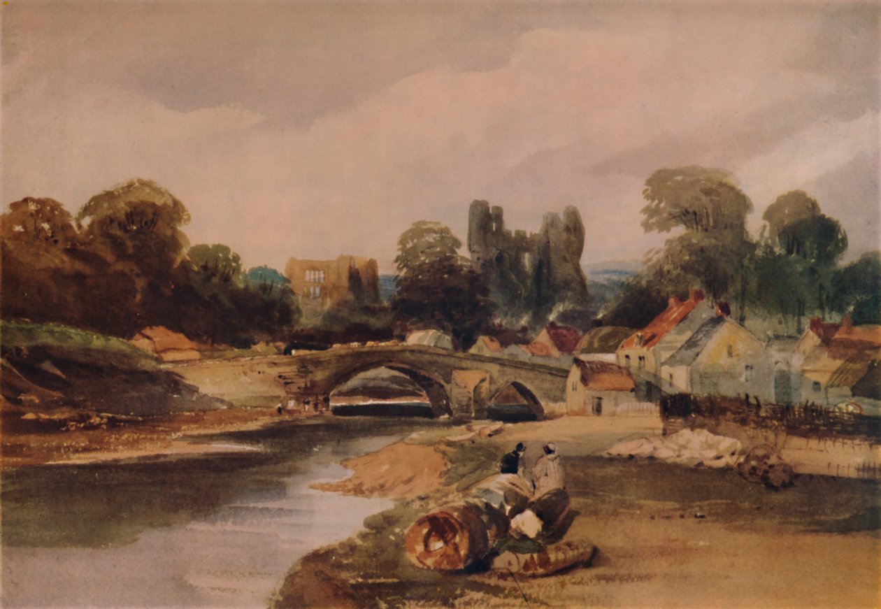 Ein Dorf an einem Fluss, um 1824, 1935 von Peter de Wint