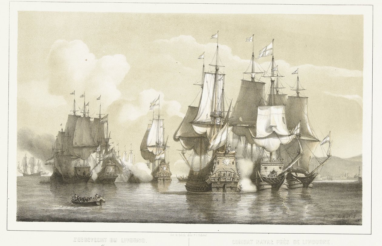 Seeschlacht bei Livorno, 1653 von Petrus Johannes Schotel