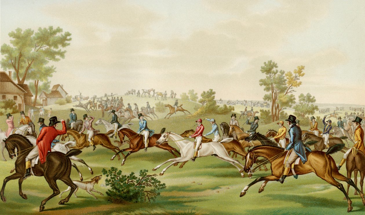 Pferderennen - farbige Gravur von Debucourt von Philibert Louis Debucourt