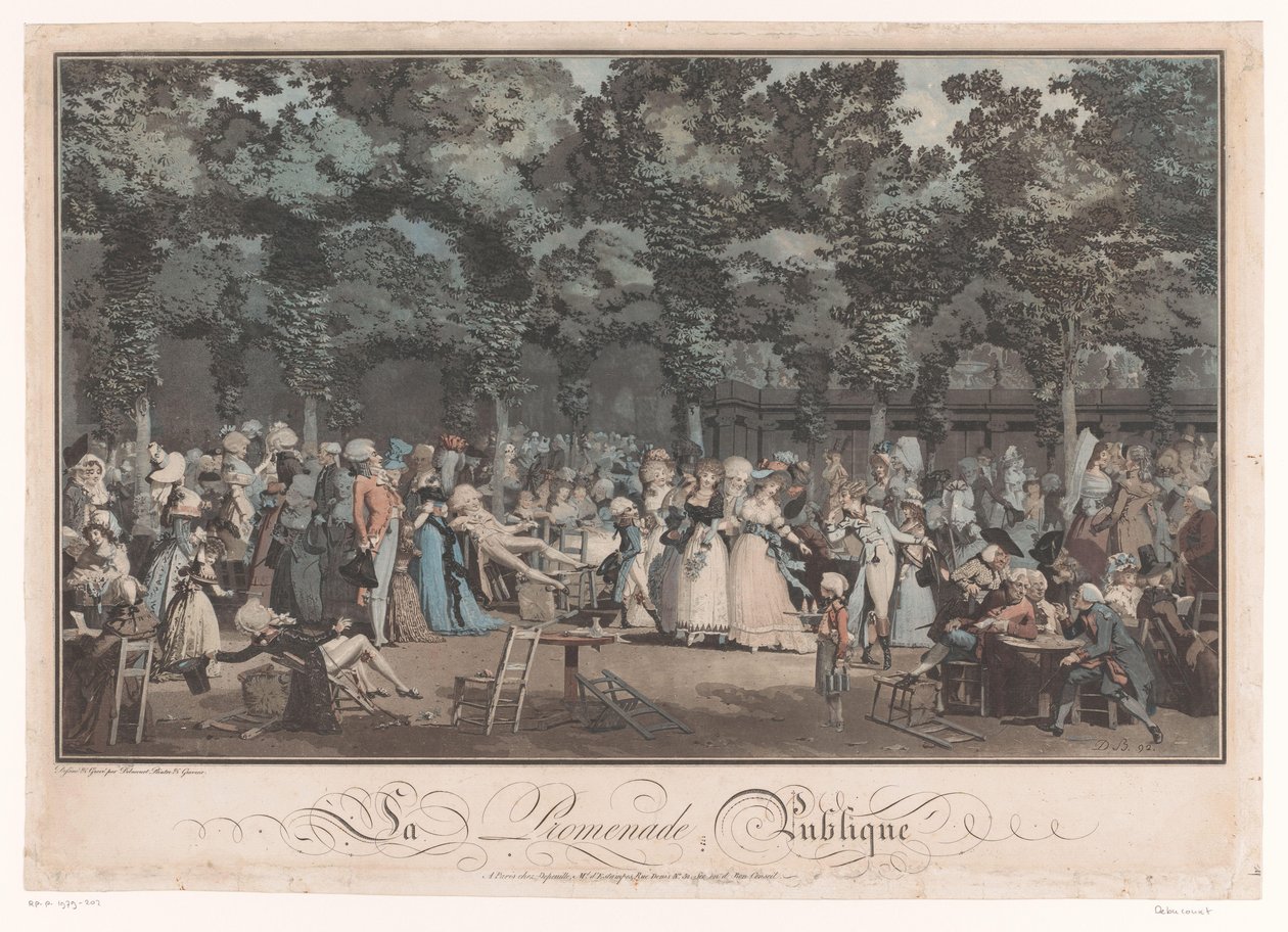 Sehen und gesehen werden (Elegante Gesellschaft im Jardin du Palais Royal in Paris) von Philibert Louis Debucourt