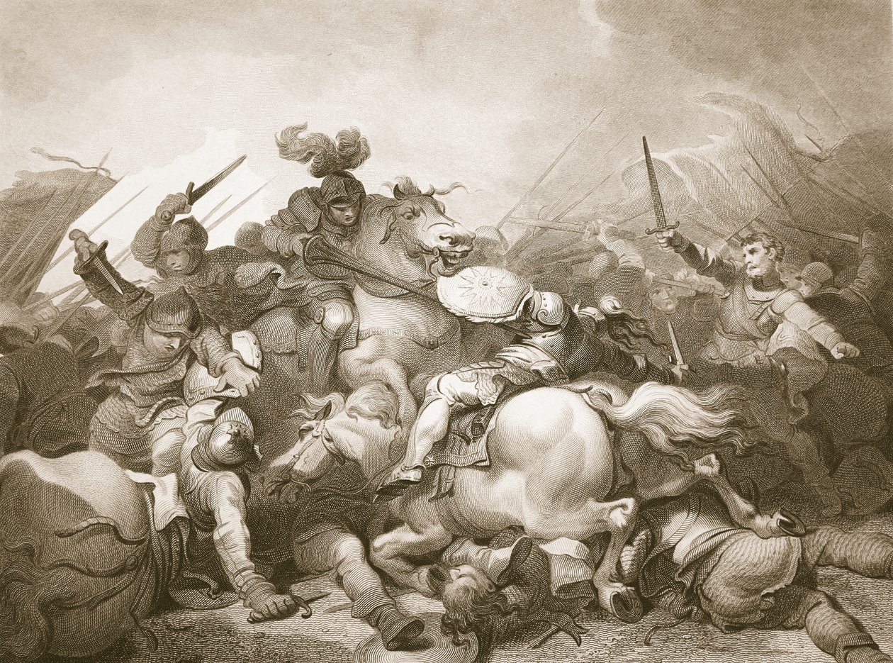 Schlacht von Bosworth Field, graviert von J. Thomson, Illustration aus David Humes 