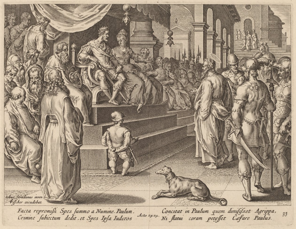 Sankt Paulus vor Festus und Agrippa von Philip Galle after Jan van der Straet