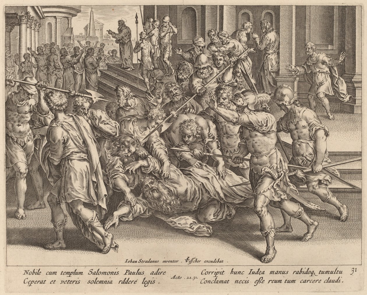 Die Verhaftung des Heiligen Paulus von Philip Galle after Jan van der Straet