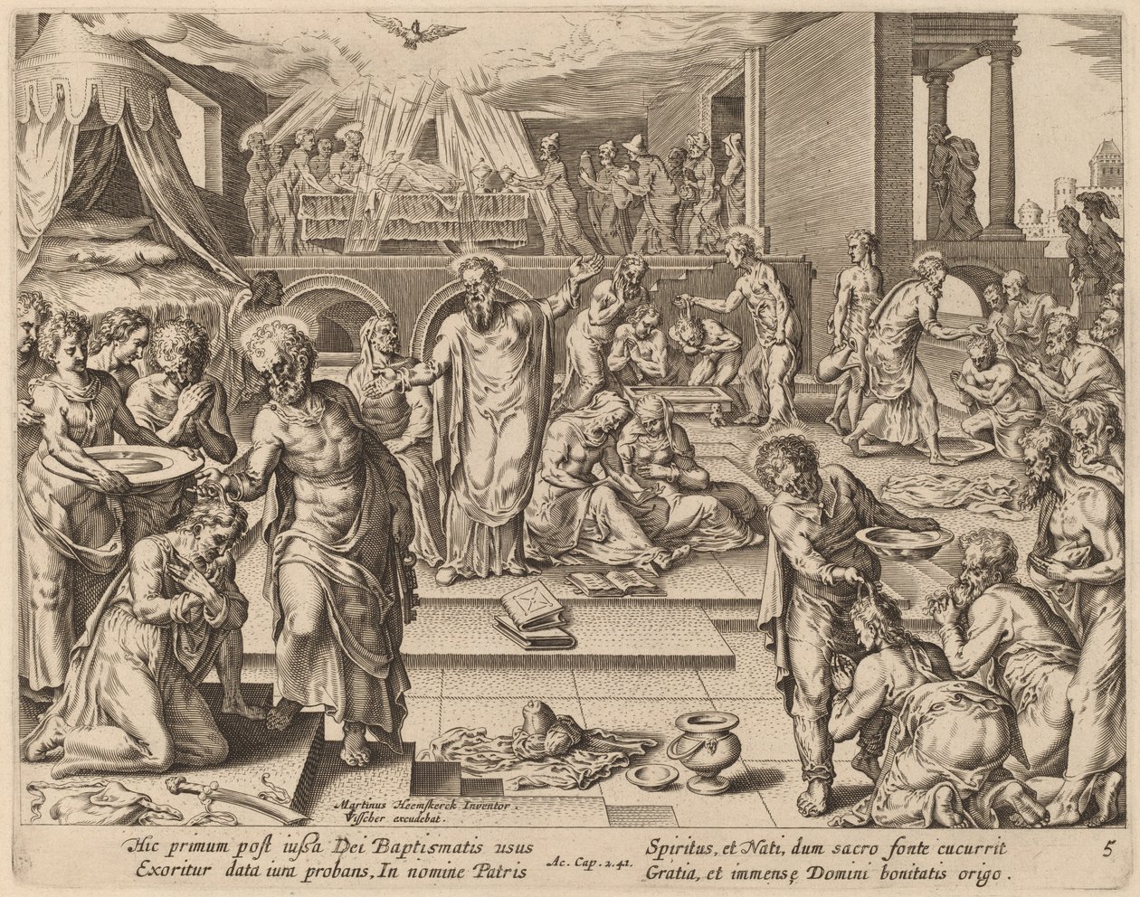 Viele werden getauft von Philip Galle after Maerten van Heemskerck