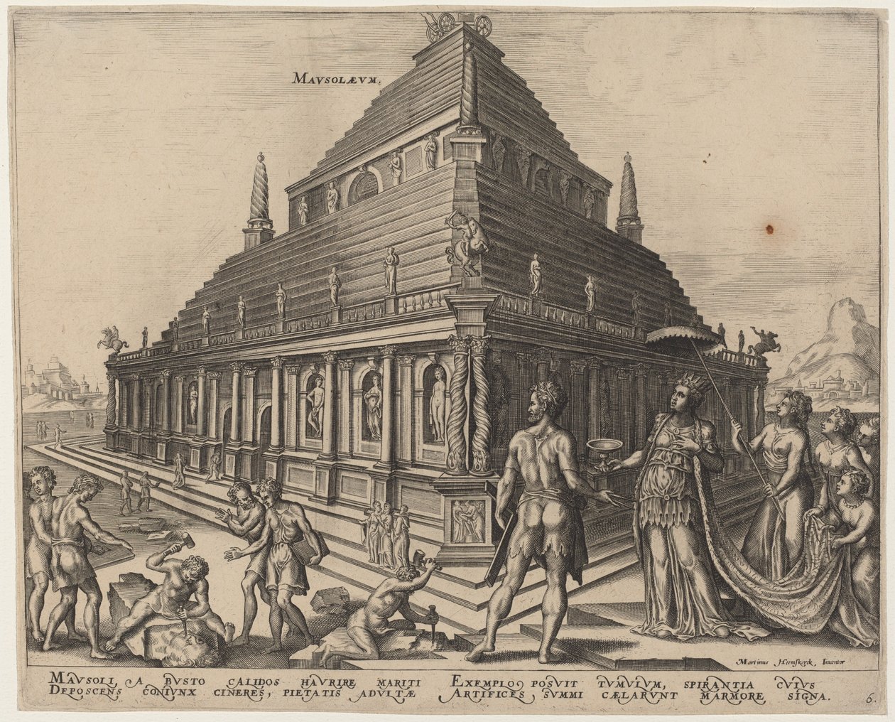 Mausoleum (Das Grabmal von Mausolos in Halikarnassos) von Philip Galle, after Maerten van Heemskerck