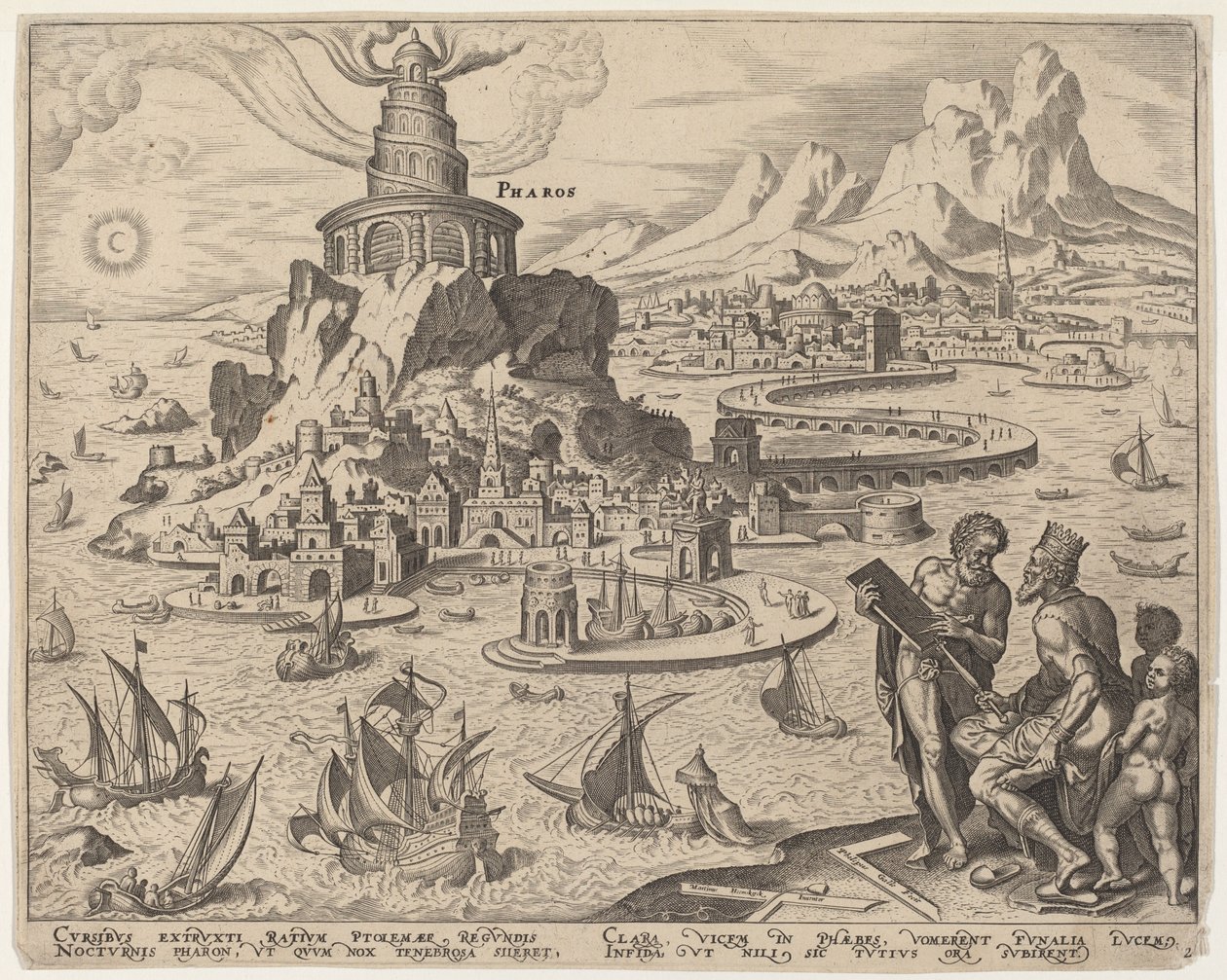 Pharos (Der Leuchtturm von Alexandria) von Philip Galle, after Maerten van Heemskerck