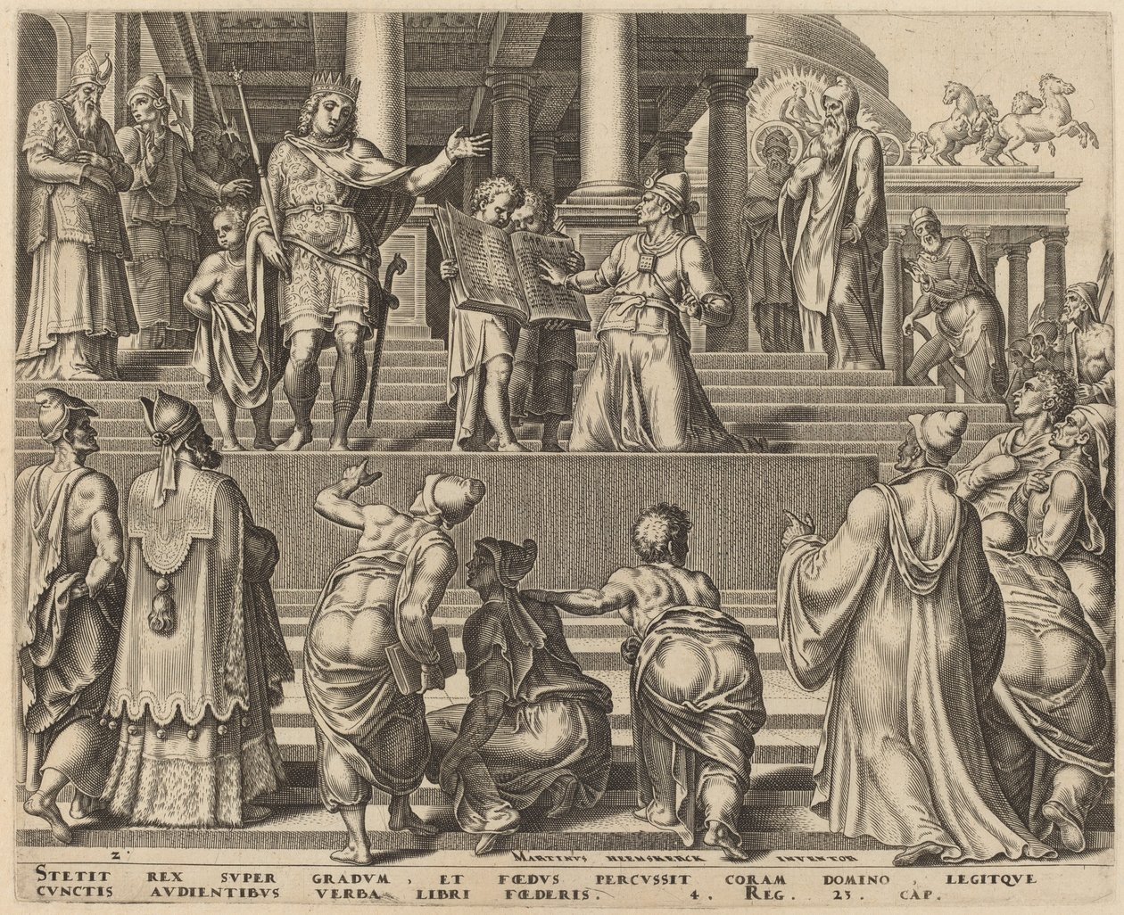 Das Buch des Gesetzes vor dem Volk gelesen von Philip Galle, after Maerten van Heemskerck