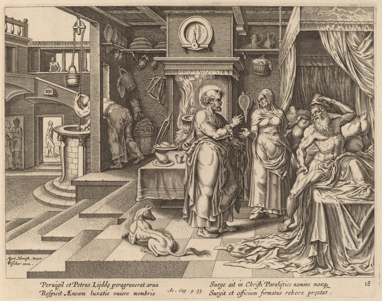 Die Heilung des Eneas durch den heiligen Petrus von Philip Galle after Maerten van Heemskerck