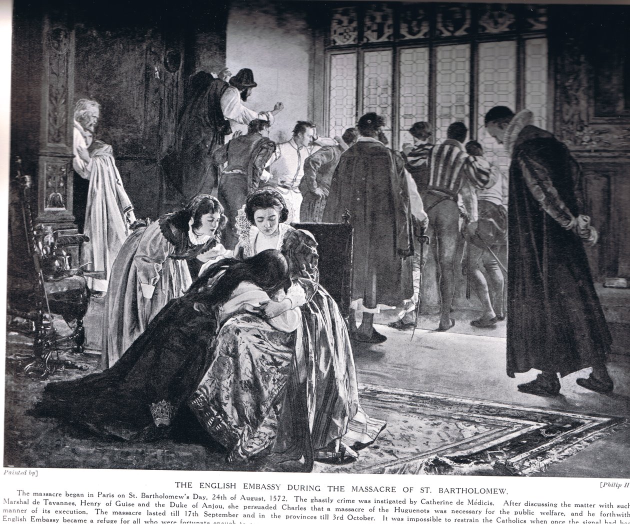 Die englische Botschaft während des Massakers der Bartholomäusnacht, Illustration aus 
