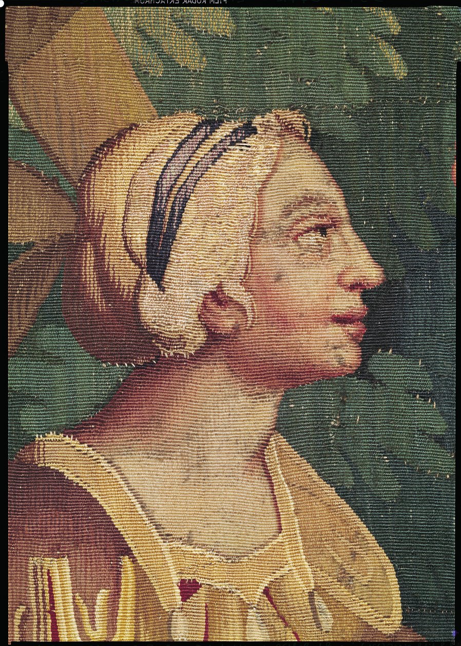 Cephalus und Procris, Detail des Kopfes von Procris, Beauvais Werkstatt von Philippe Behagle