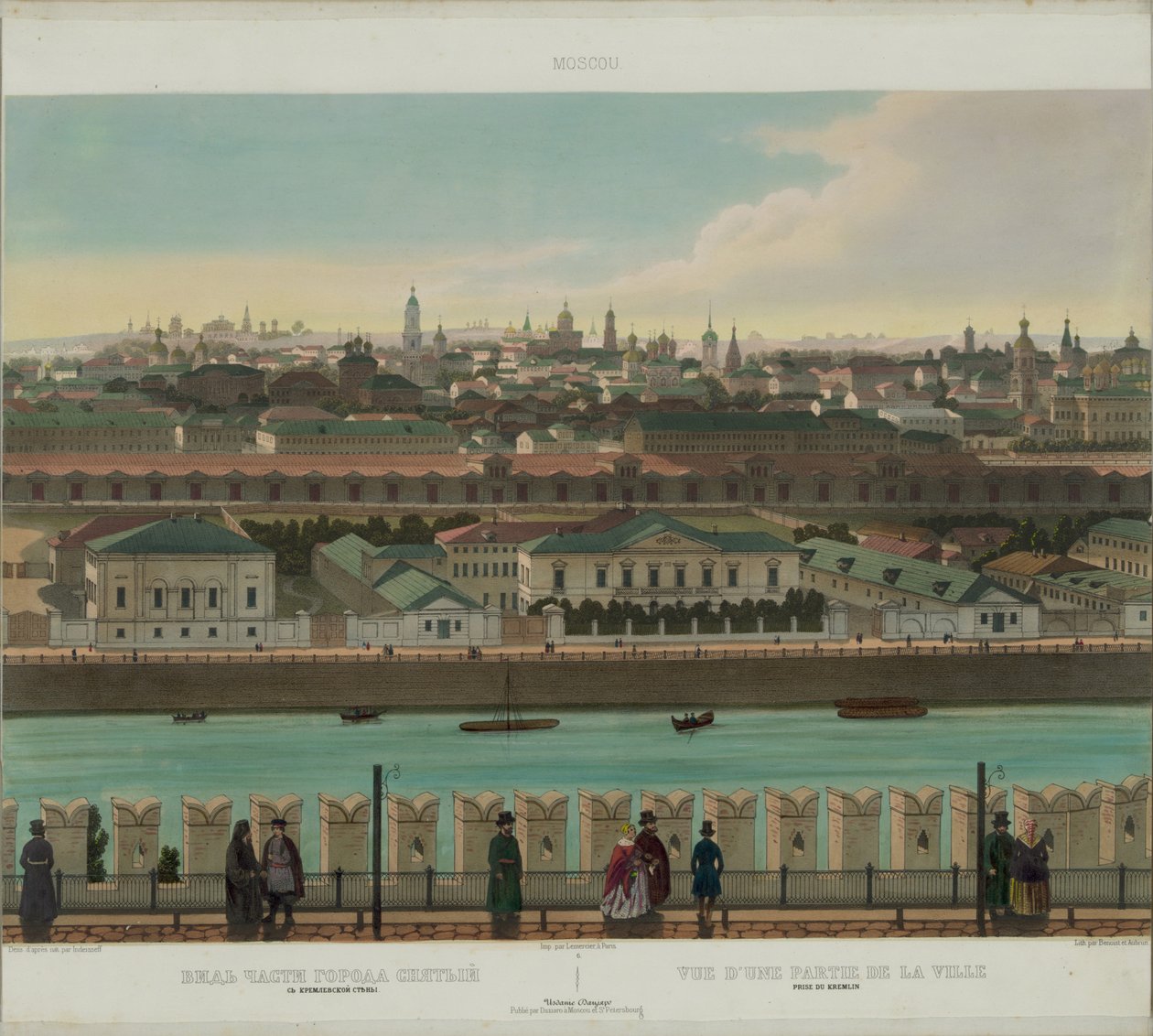 Blick auf Zamoskvorechye von der Kremlmauer aus einem Panoramablick auf Moskau in 10 Teilen, ca. 1848 von Philippe Benoist
