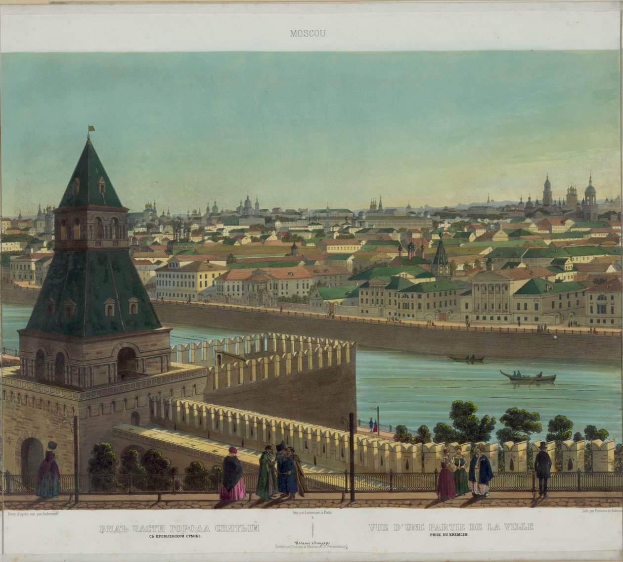 Blick auf Zamoskvorechye von der Kremlmauer aus einem Panoramablick auf Moskau in 10 Teilen, ca. 1848 von Philippe Benoist