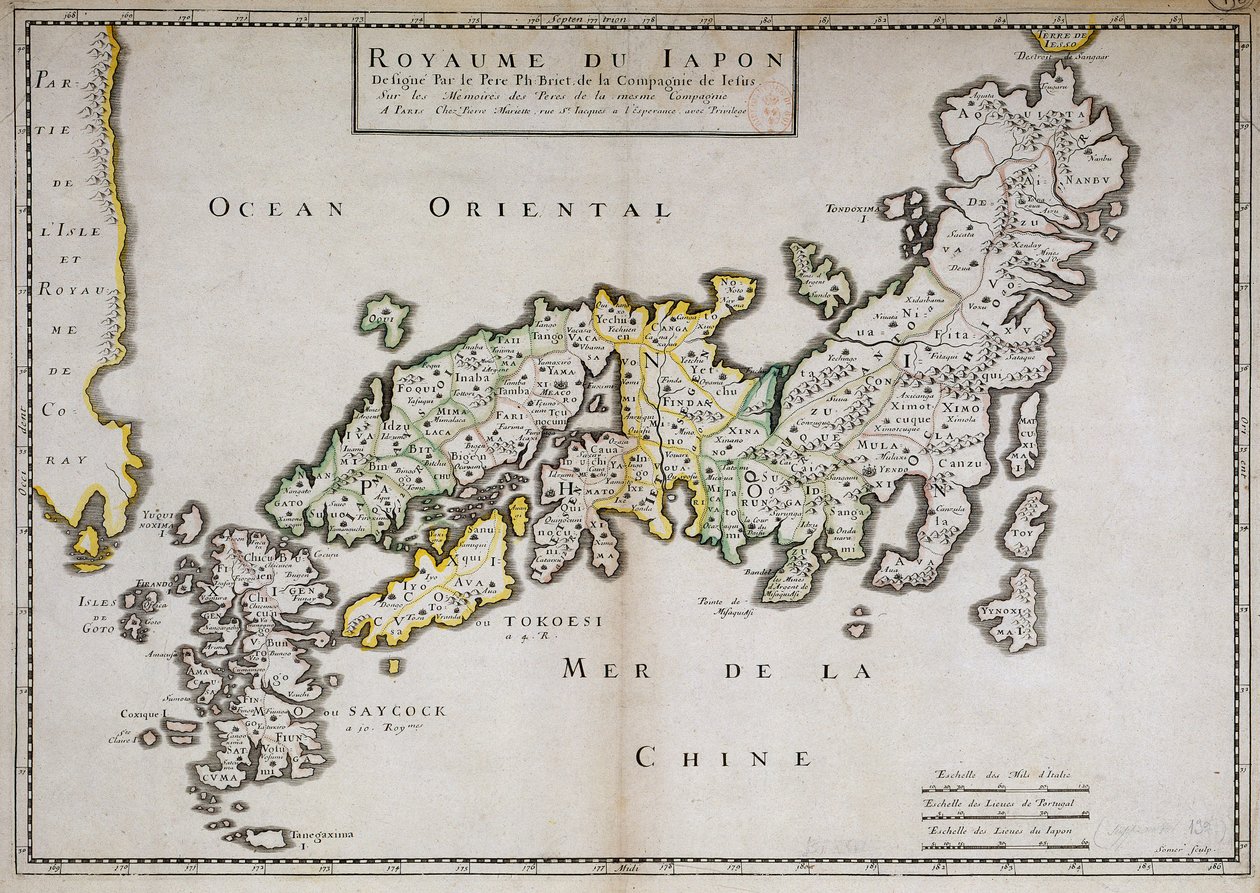 Geografische Karte von Japan erstellt von Pater Philippe Briet, Jesuit und französischer Gelehrter (1601-1668) von Philippe Briet