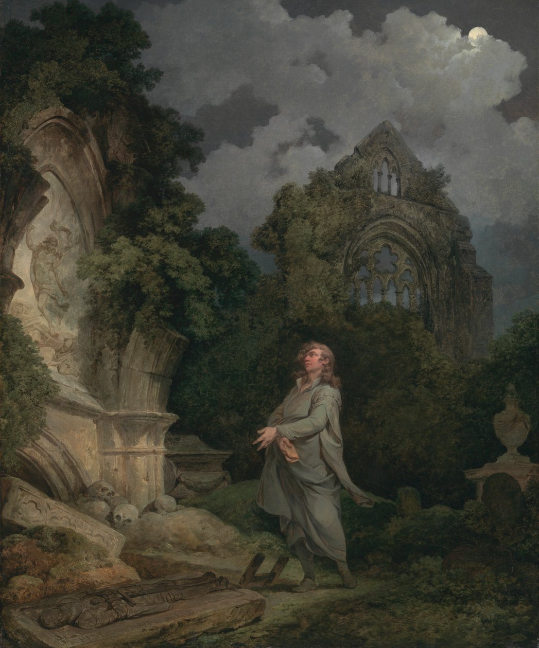 Ein Philosoph auf einem mondbeschienenen Friedhof von Philippe Jacques de Loutherbourg