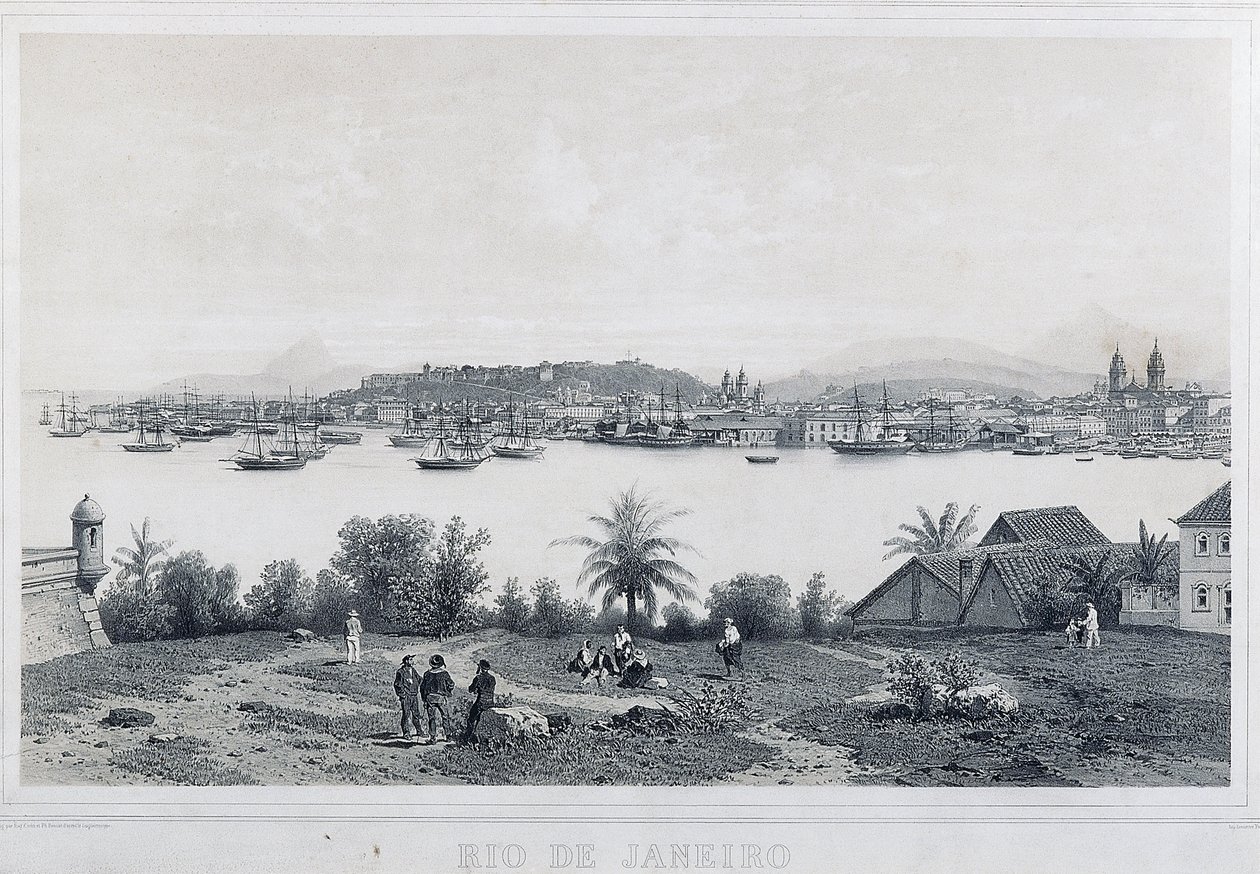 Neun Panoramablicke von Rio de Janeiro: Da Ilha das Cobras von Philippe and Ciceri Eugene Benoist