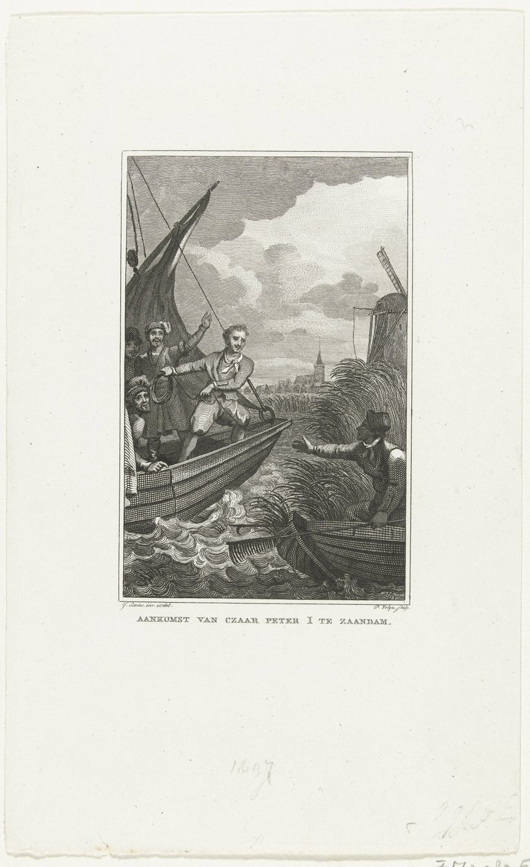 Ankunft von Zar Peter dem Großen in Zaandam, 1697, ca. 1829 von Philippus Velijn