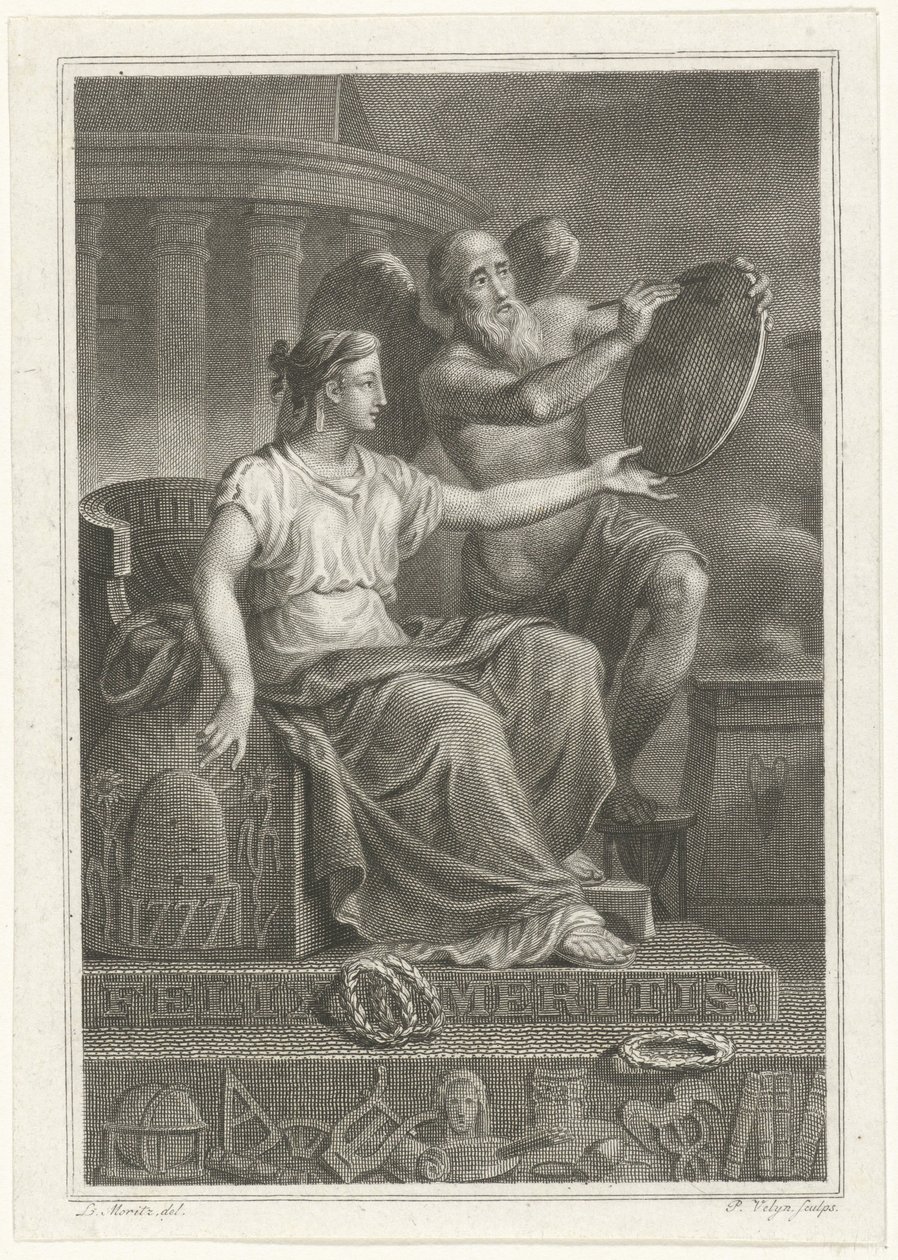 Allegorische Darstellung zum 50-jährigen Bestehen von Felix Meritis, 1827 von Philippus Velijn