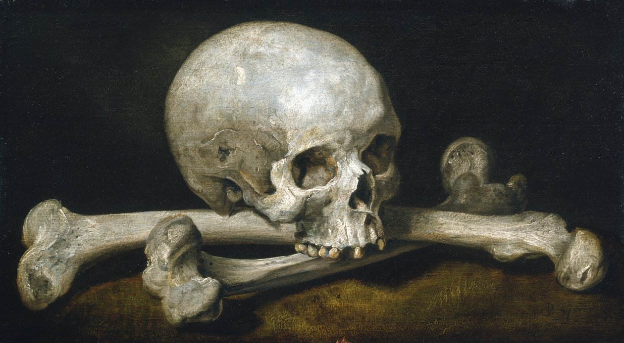 Memento Mori mit Totenkopf und Knochen, 1650-63 von Philips Gysels