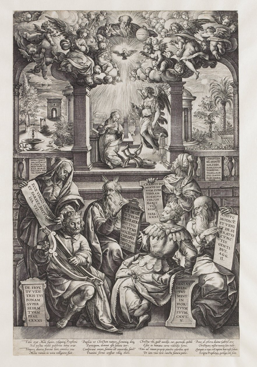 Sechs Propheten und die Verkündigung an Maria von Philips Galle (workshop of)
