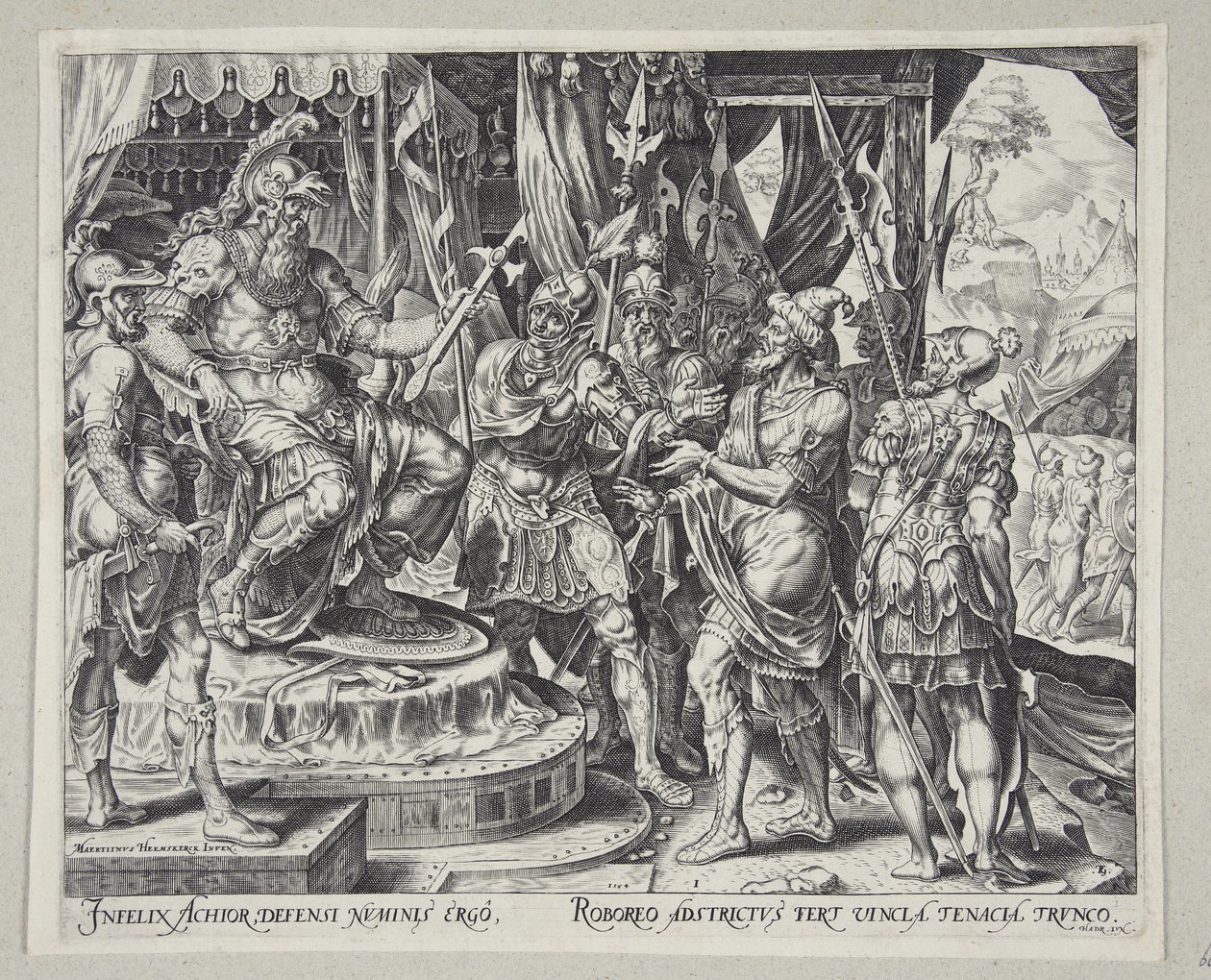 Achior bittet Holofernes für die Israeliten von Philips Galle