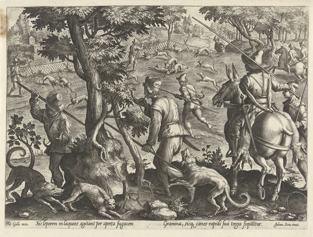 Hasenjagd
Jagdszenen (Serientitel)
In quibus omne genus venationis, aucupij, piscatusque (Serientitel) von Philips Galle