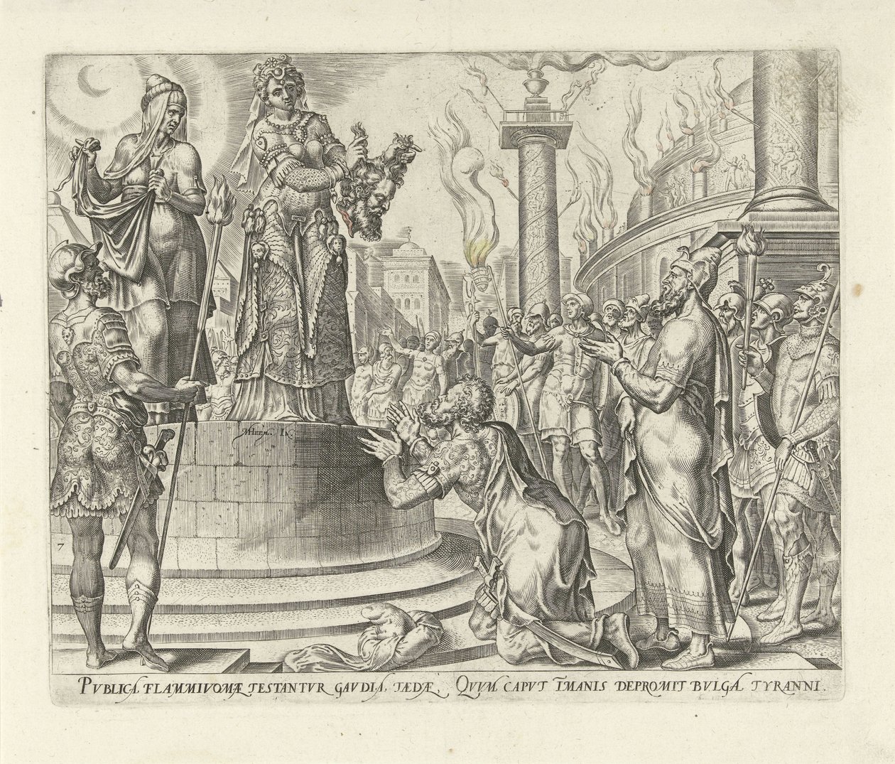 Judith zeigt dem Volk den Kopf von Holofernes von Philips Galle