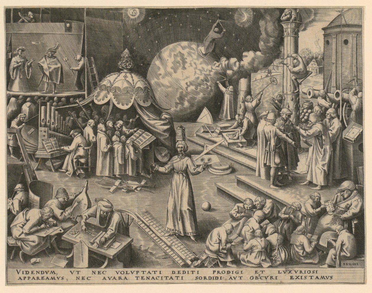 Mäßigung, Blatt 7 der Folge "Die sieben Tugenden" von Philips Galle