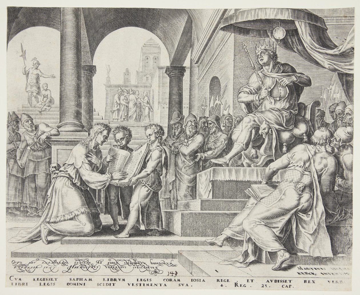 Saphan liest Josia das Gesetzbuch vor von Philips Galle