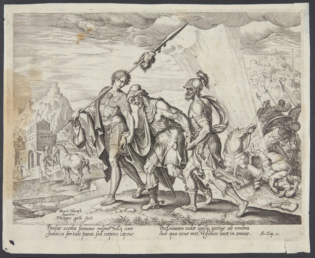 Der blinde Saul wird nach Damaskus geführt von Philips Galle