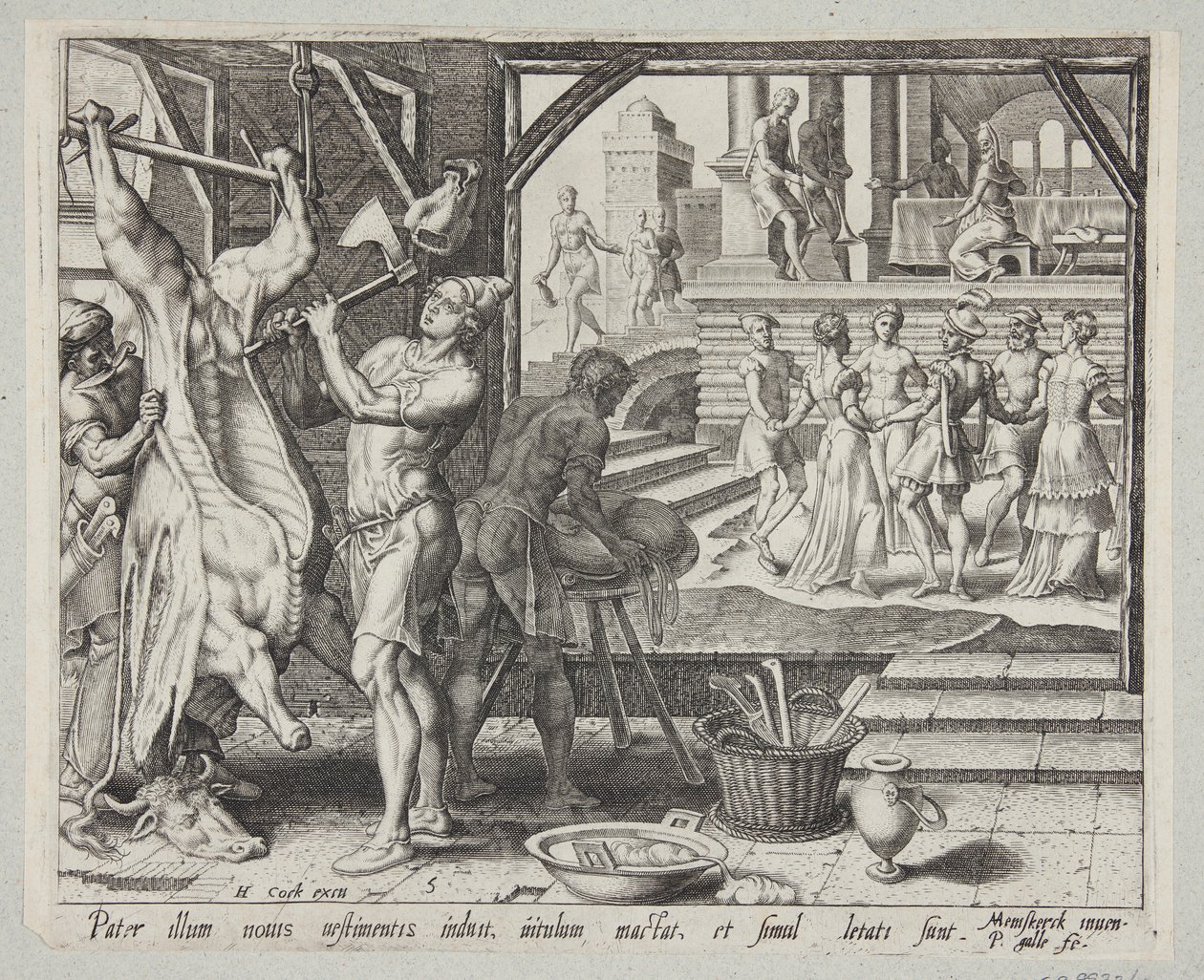 Die Schlachtung des gemästeten Kalbs von Philips Galle