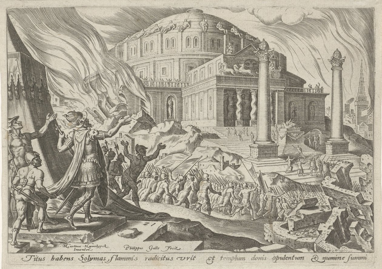 Zerstörung Jerusalems durch Kaiser Titus von Philips Galle