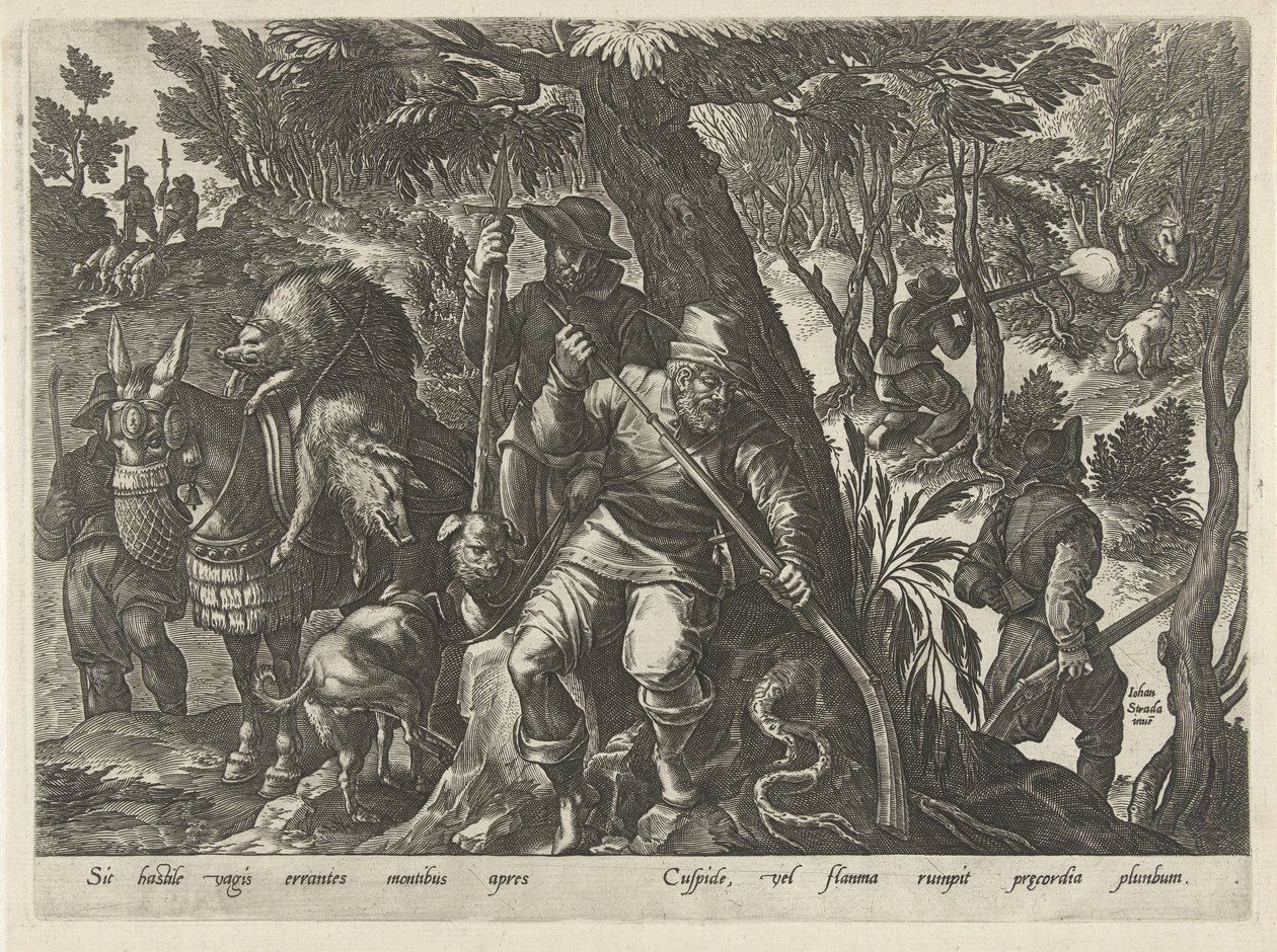 Schweinejagd mit Gewehren von Philips Galle