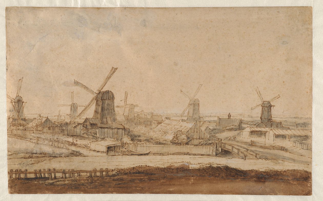 Sägemühlen außerhalb des Raampoorts von Philips Koninck