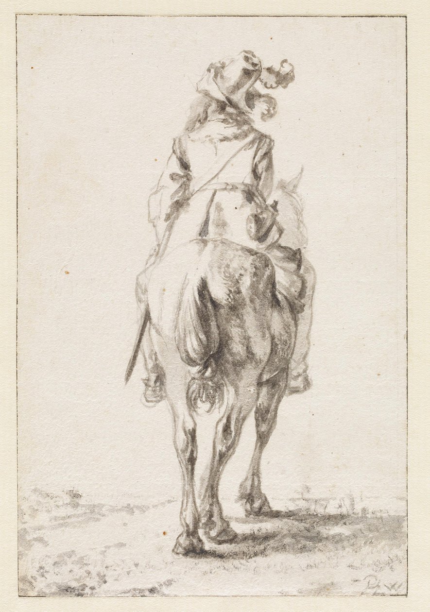 Reiter zu Pferd, von hinten gesehen von Philips Wouwerman