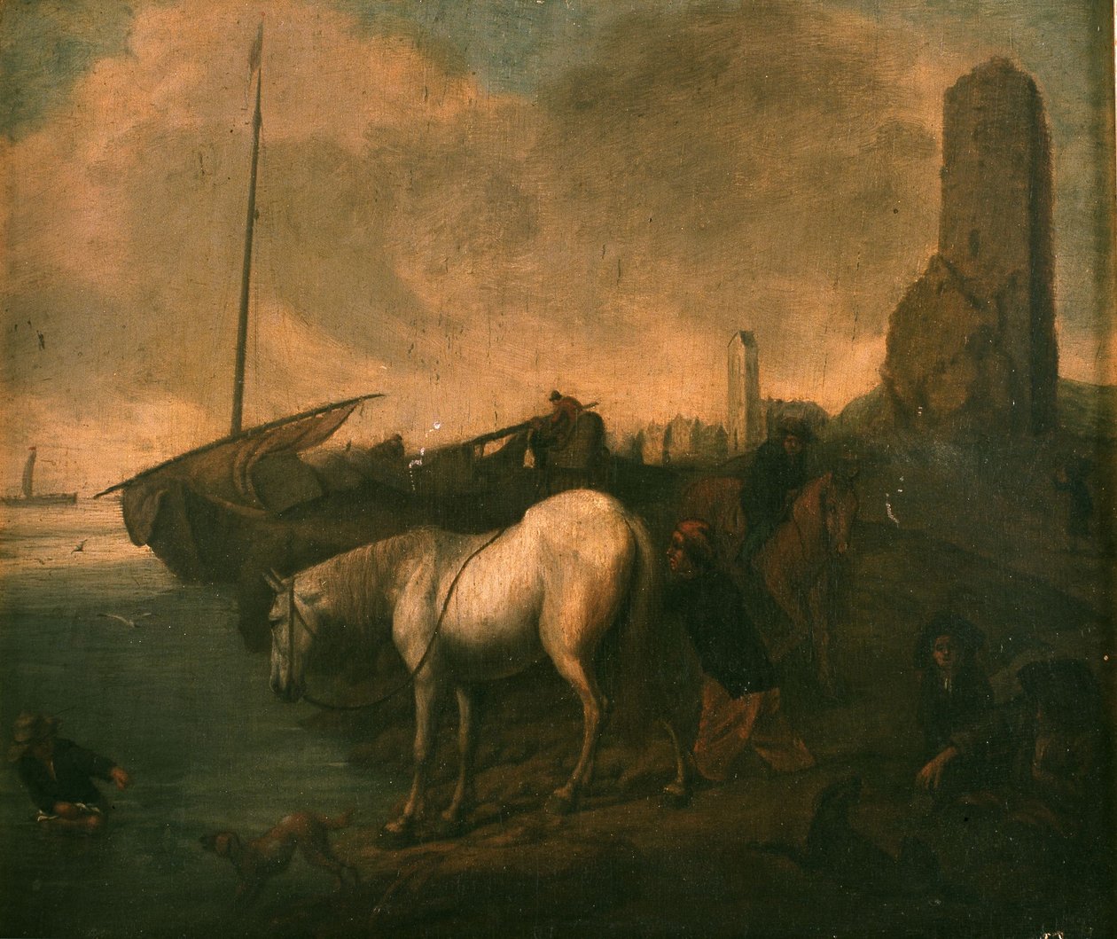 Strandung mit Pferden und Fischern von Philips Wouwerman