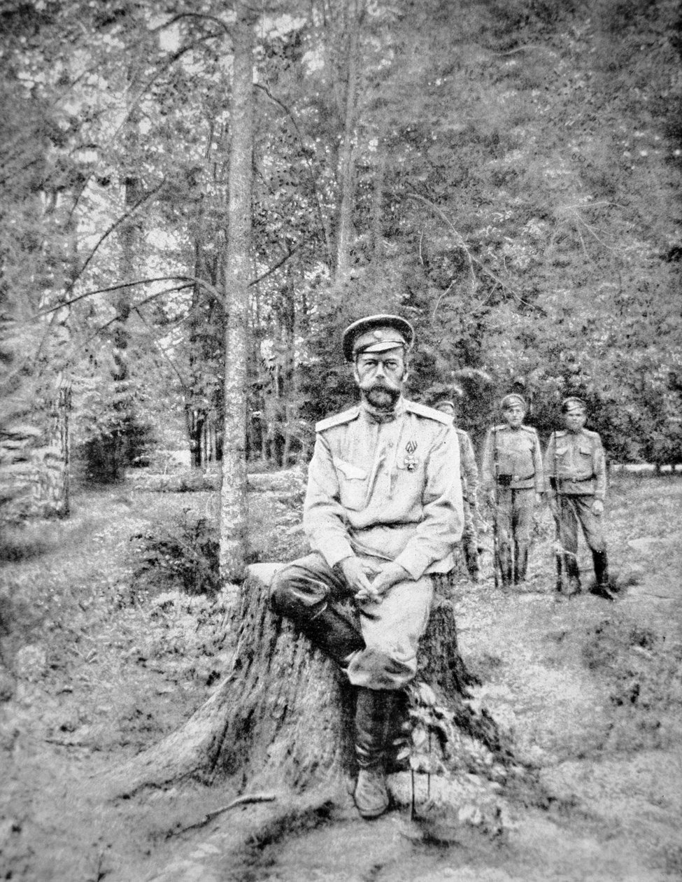 Zar Nikolaus II. in bolschewistischer Gefangenschaft in Zarskoje Selo von Photographer Russian