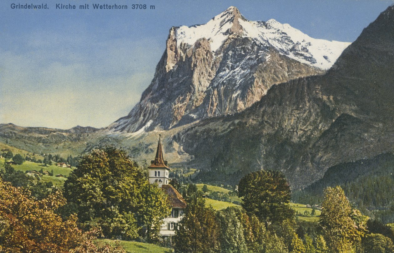 Grindelwald Kirche und Wetterhorn, Schweiz von Photographer Swiss
