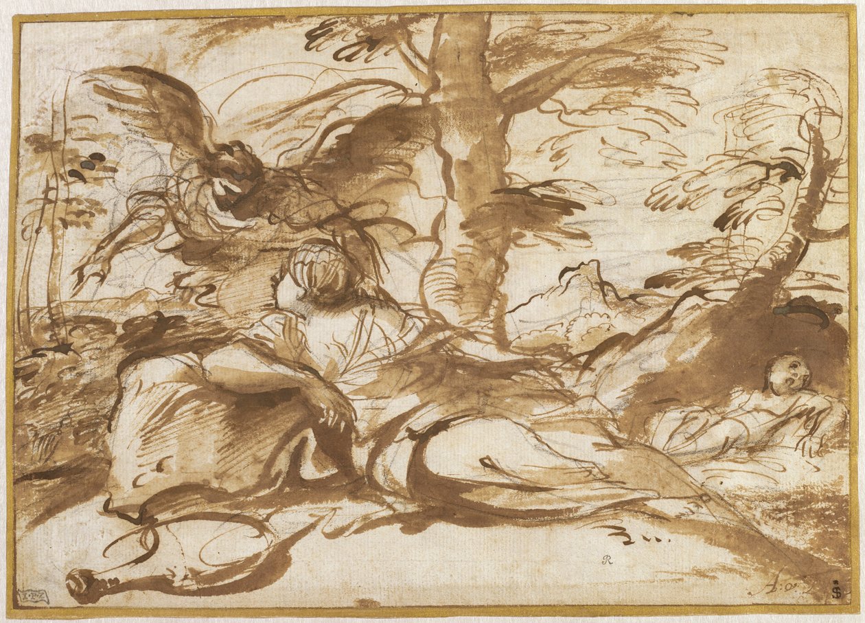 Der Engel erscheint Hagar in der Wüste von Pier Francesco Mola