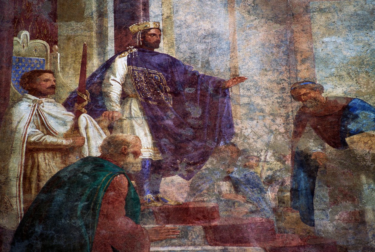 Detail von Fresken an der Fassade des Palazzo Thiene (15. Jahrhundert), Vicenza (UNESCO-Welterbeliste) von Blaise Nicolas Le Sueur
