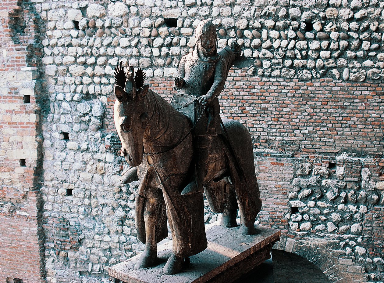 Reiterstatue von Cangrande I della Scala, Castelvecchio, Verona, Venetien, Italien von Blaise Nicolas Le Sueur