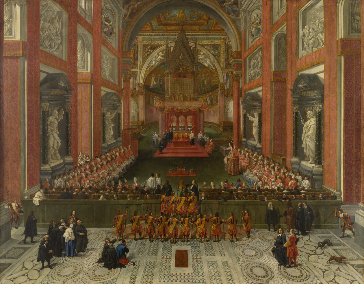 Benedikt XIII. leitet die Provinzialsynode von Rom 1725, Basilika St. Johannes im Lateran, 1725 von Pier Leone Ghezzi