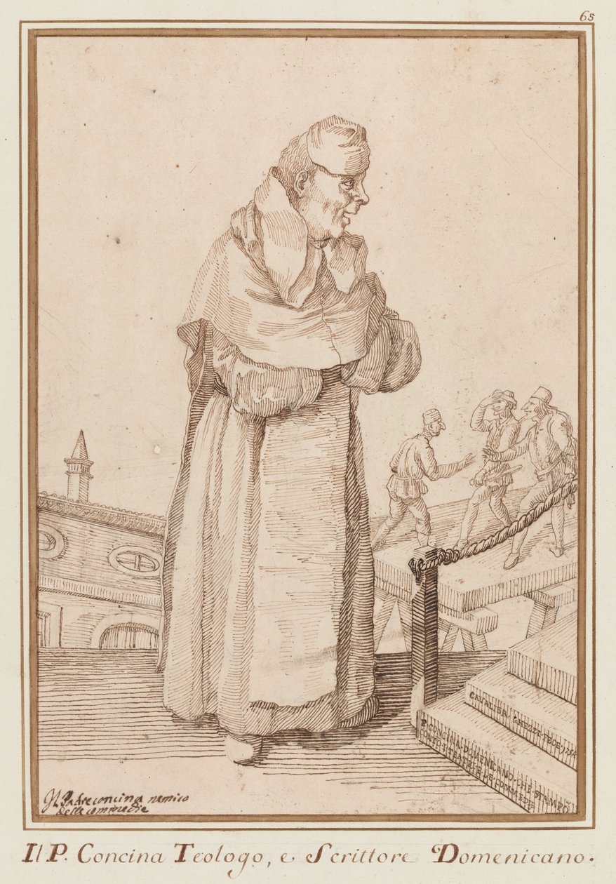 Il Padre Concina, Gegner der Komödien von Pier Leone Ghezzi