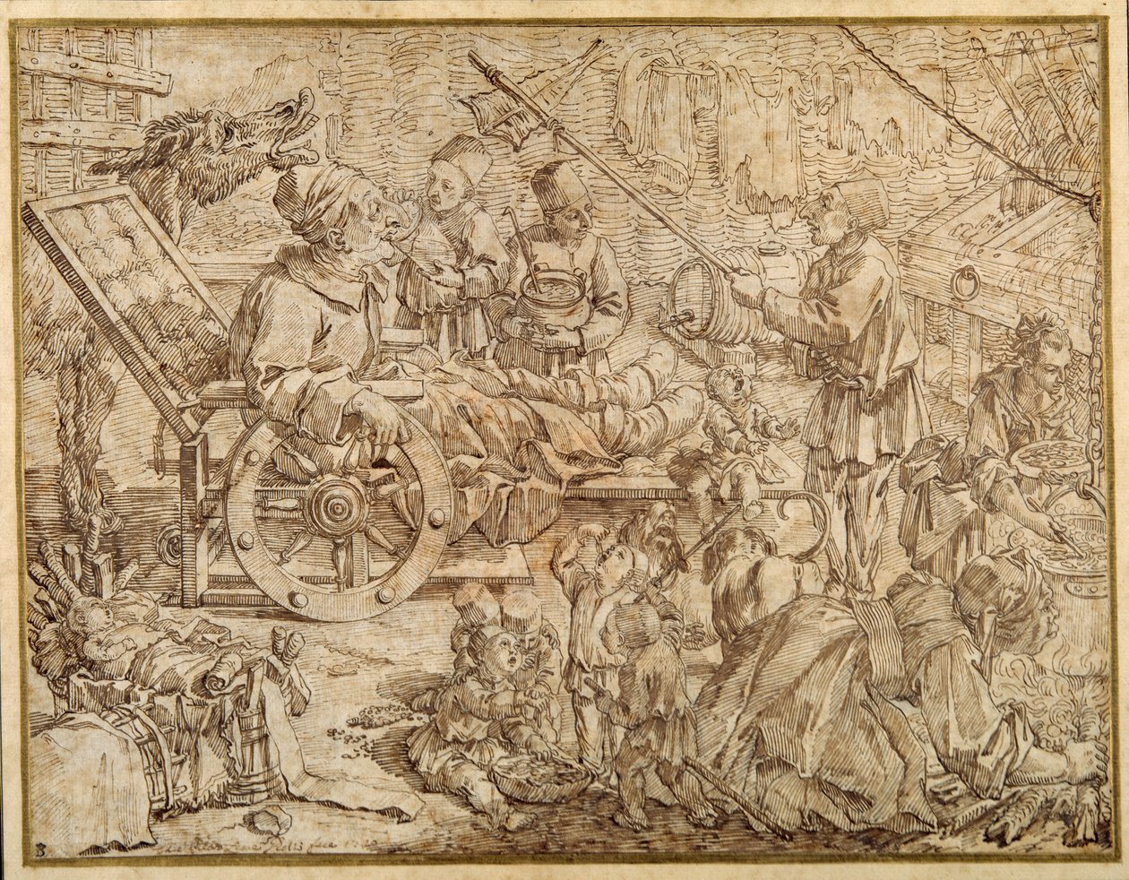 Polcinello, von Gicht geplagt von Pier Leone Ghezzi