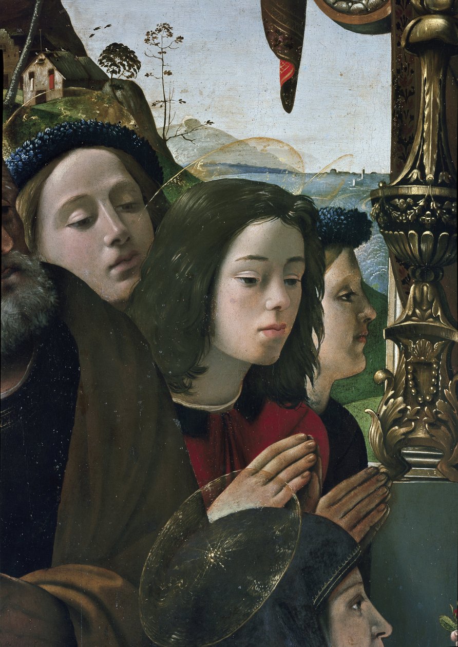 Jungfrau und Kind auf dem Thron, umgeben von Heiligen, (Detail) (circa 1493) von Piero di Cosimo