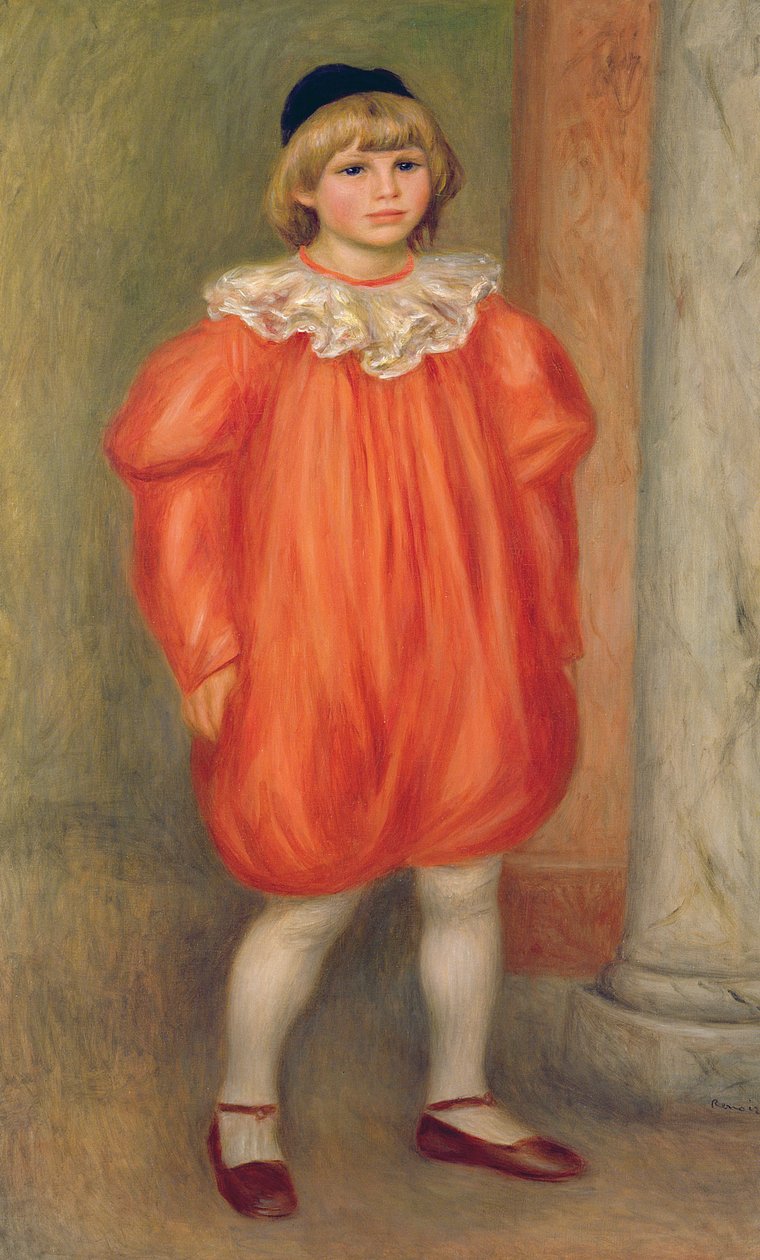 Claude Renoir im Clownkostüm, 1909 von Pierre Auguste Renoir